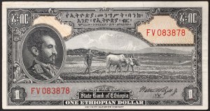 Etiópia, kráľovstvo, Haile Selassie (1930-1936 a 1941-1974), 1 dolár, b.d. (1945)