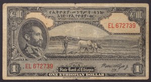 Etiopie, království, Haile Selassie (1930-1936 a 1941-1974), 1 dolar b.d. (1945)