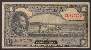 Etiópia, kráľovstvo, Haile Selassie (1930-1936 a 1941-1974), 1 dolár, b.d. (1945)