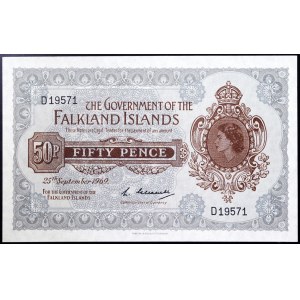 Falkland Islands, British Colony, Elizabeth II (1952-2022), 50 Pence 1969