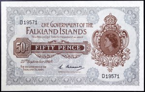 Falklandy, kolonia brytyjska, Elżbieta II (1952-2022), 50 pensów 1969