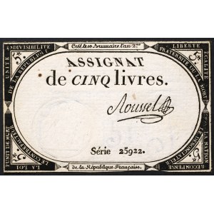 France, Première République, 5 Livres s.d. (1791-93)