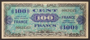 Francia, Militare Alleato, 100 franchi n.d. (1944)