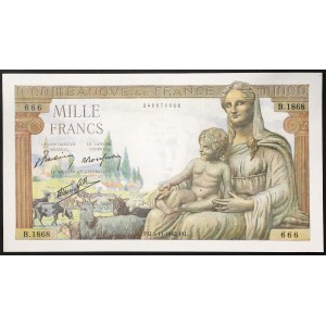 France, French State (1940-1944), 1.000 Francs 05/11/1942