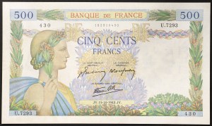 France, French State (1940-1944), 500 Francs 15/10/1942