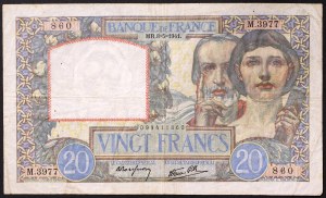 France, French State (1940-1944), 20 Francs 08/05/1941