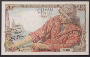 France, French State (1940-1944), 20 Francs 24/09/1942