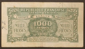 Francia, Tesoro centrale (1943-1945), 1.000 franchi n.d. (1944)