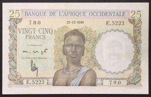 Africa occidentale francese, 25 franchi 27/12/1948