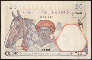 Afrique de l'Ouest française, 25 Francs 09/03/1939