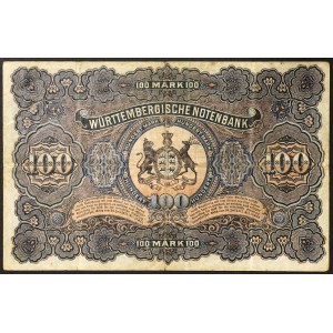 Niemcy, Wirtembergia, Wilhelm II (1891-1918), 100 marek 01/01/1911