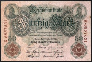 Allemagne, EMPIRE ALLEMAND, Guillaume II (1888-1918), 50 Mark 21/04/1910
