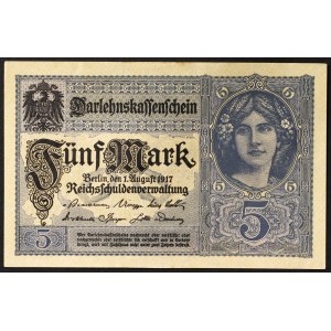 Germany, GERMAN EMPIRE, Wilhelm II (1888-1918), 5 Mark 01/08/1917