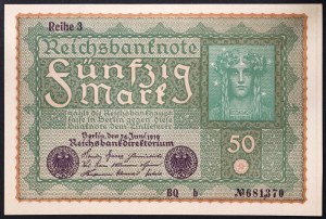 Allemagne, RÉPUBLIQUE WEIMAR (1919-1933), 50 Mark 1919