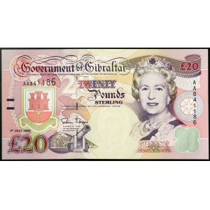 Gibraltar, kolonia brytyjska (1967-date), Elżbieta II (1952-2022), 20 funtów 01/07/1995