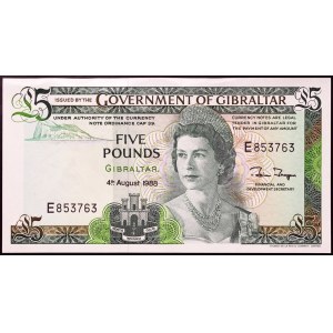 Gibraltar, British Colony (1967-date), Elizabeth II (1952-2022), 5 Pounds 1988