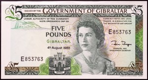 Gibraltar, Colonie britannique (1967-date), Elizabeth II (1952-2022), 5 livres 1988