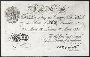 Great Britain, Kingdom, George VI (1936-1952), 50 Pounds 18/03/1938