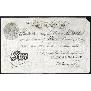 Great Britain, Kingdom, George VI (1936-1952), 5 Pounds 29/04/1937