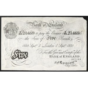 Great Britain, Kingdom, George VI (1936-1952), 5 Pounds 05/09/1938