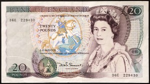 Gran Bretagna, Regno, Elisabetta II (1952-2022), 20 sterline 1984-88