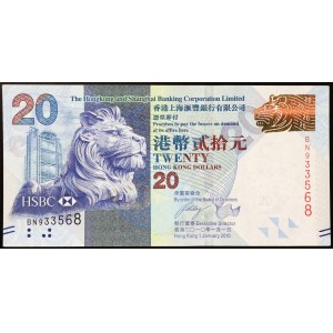 Hongkong, Sonderverwaltungszone von China (seit 1997), 20 Dollar 01/01/2010