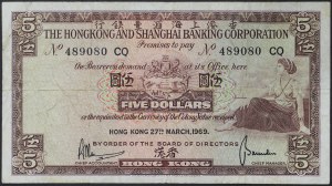 Hongkong, britská kolonie (1842-1997), 5 dolarů 01/03/1969