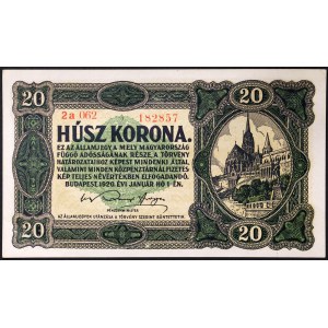 Hungary, Kingdom, Miklós Horthy (1920-1946), 20 Korona 01/01/1920