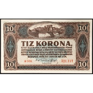 Hungary, Kingdom, Miklós Horthy (1920-1946), 10 Korona 01/01/1920