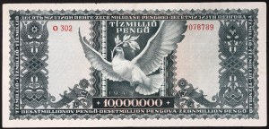 Maďarsko, Království, Miklós Horthy (1920-1946), 10.000.000 Pengo 16/11/1945