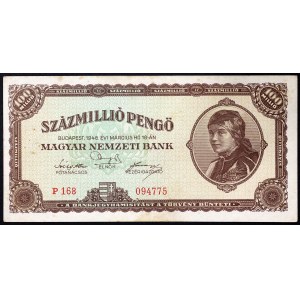 Hungary, Republic, First Republic (1946-1949), 100.000.000 Milpengo 18/03/1946