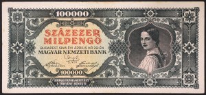 Hungary, Republic, First Republic (1946-1949), 100.000 Milpengo 29/04/1946