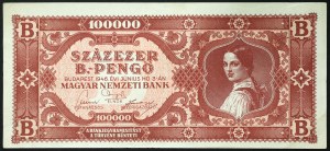 Hungary, Republic, First Republic (1946-1949), 100.000 Milpengo 03/06/1946