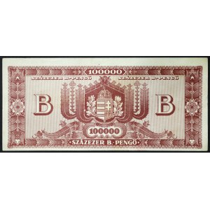 Hungary, Republic, First Republic (1946-1949), 100.000 Milpengo 03/06/1946