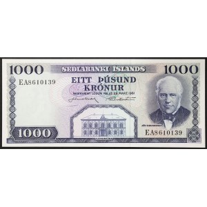 Islande, Royaume, République (1944-date), 1.000 couronnes 1961