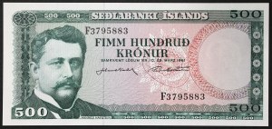 Islande, Royaume, République (1944-date), 500 couronnes 1961