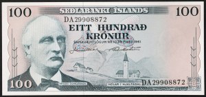Islande, Royaume, République (1944-date), 100 couronnes 1961