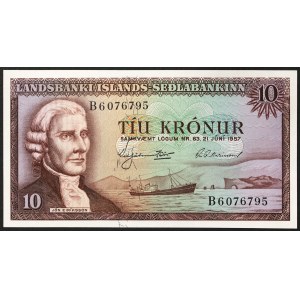 Island, Königreich, Republik (seit 1944), 10 Kronur 21/06/1957