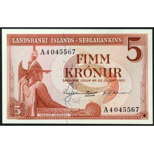 Island, Königreich, Republik (seit 1944), 5 Kronen 21/06/1957