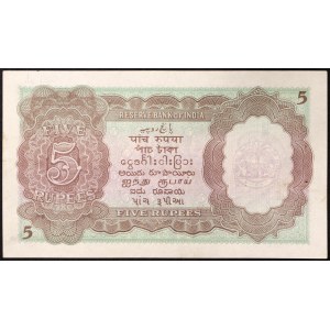 Indie, Indie Brytyjskie, Jerzy VI (1936-1949), 5 rupii b.d. (1937)