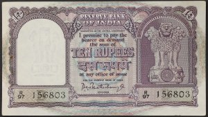 India, Repubblica (1950-data), 10 rupie n.d. (1962-67)