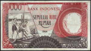 Indonésie, republika (1949-data), 10 000 rupií 1964