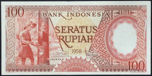 Indonesia, Repubblica (1949-data), 100 rupie 1958