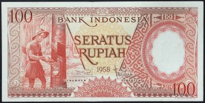 Indonésie, republika (1949-data), 100 rupií 1958