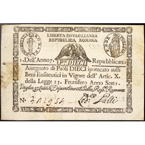 Italienische Staaten, Rom (Kirchenstaat), Erste Römische Republik (1798-1799), 10 Paoli 1798