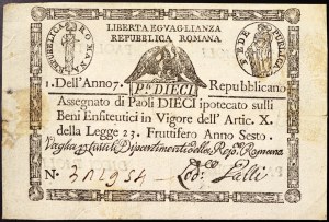 Italienische Staaten, Rom (Kirchenstaat), Erste Römische Republik (1798-1799), 10 Paoli 1798