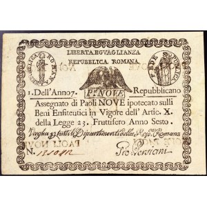 Stati italiani, Roma (Stato Pontificio), Prima Repubblica Romana (1798-1799), 9 Paoli 1798