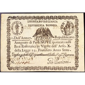 Italian States, Rome (Papal State), First Roman Republic (1798-1799), 9 Paoli 1798