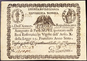 Stati italiani, Roma (Stato Pontificio), Prima Repubblica Romana (1798-1799), 9 Paoli 1798