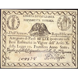 Italian States, Rome (Papal State), First Roman Republic (1798-1799), 7 Paoli 1798